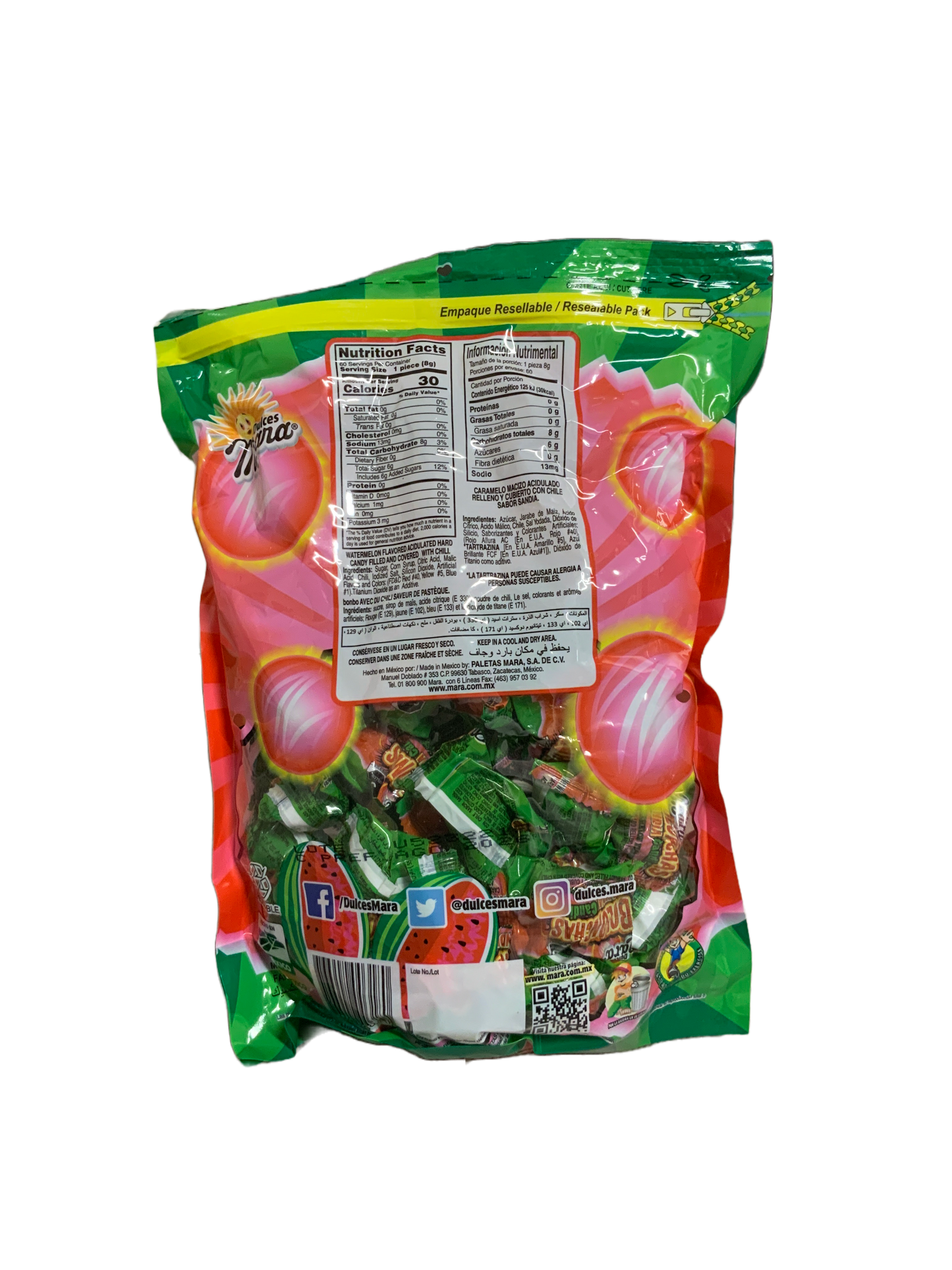 Dulces Mara - Bolonc-has Sandia/Watermelon 60 pc 480g