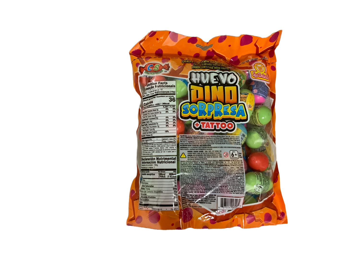 Las Delicias - Huevo Dino Sorpresa +Tattoo 50pc 1.76oz