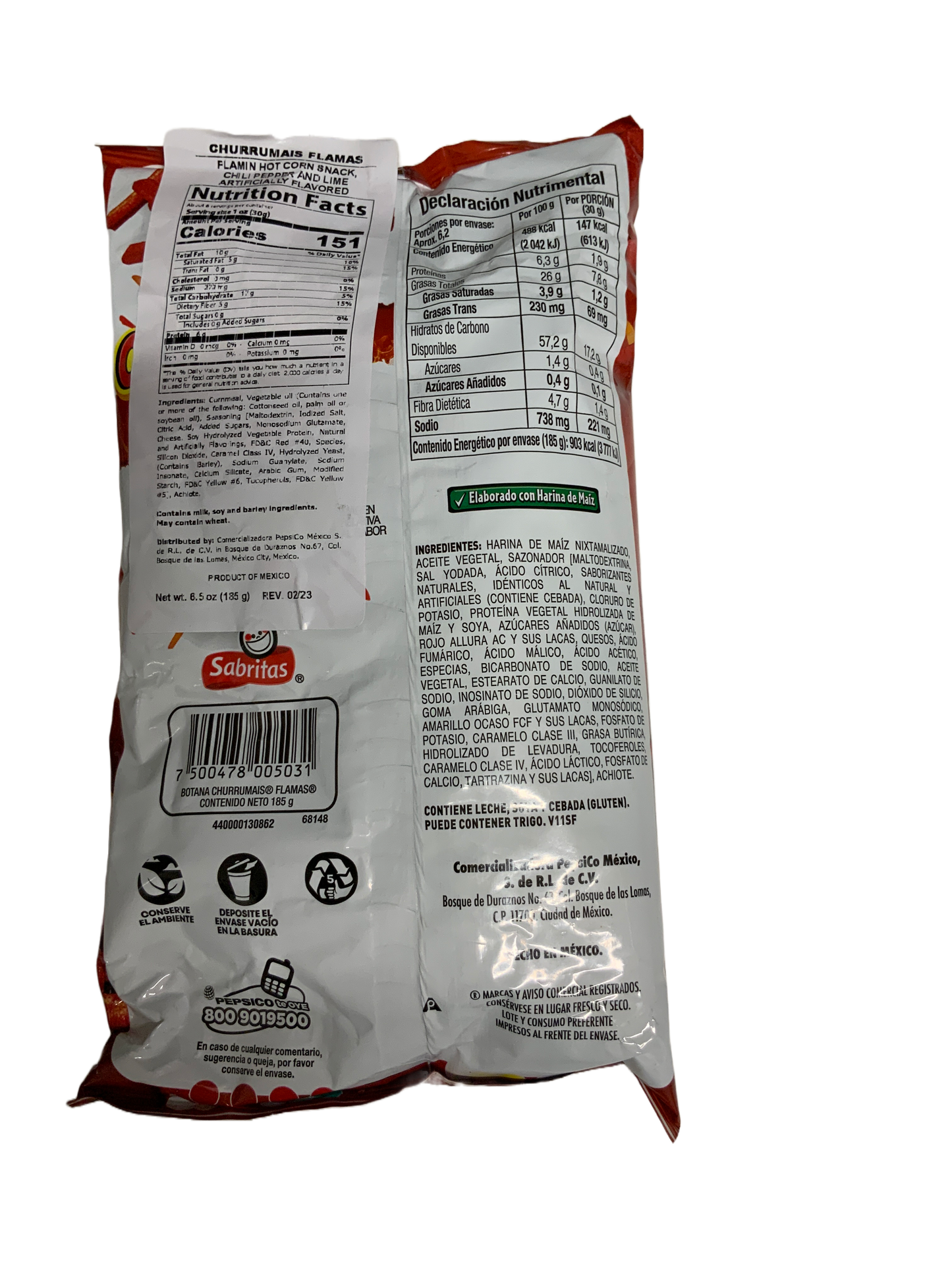 Sabritas Mexican - Churrumais Flamas 6.5 oz