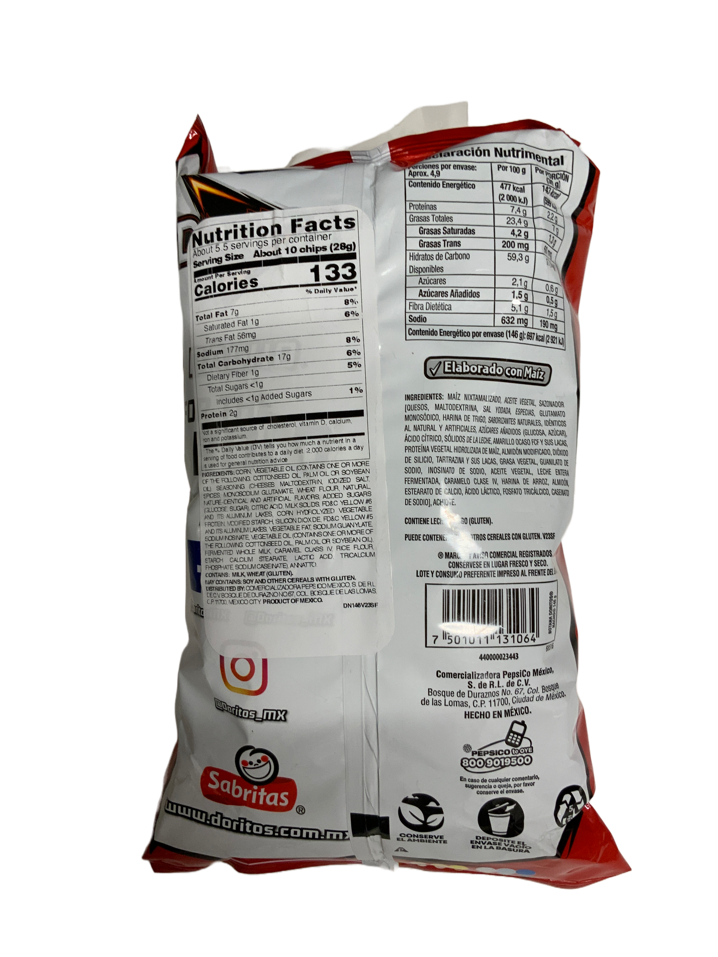 Sabritas Mexican - Doritos Nacho 5.1 oz