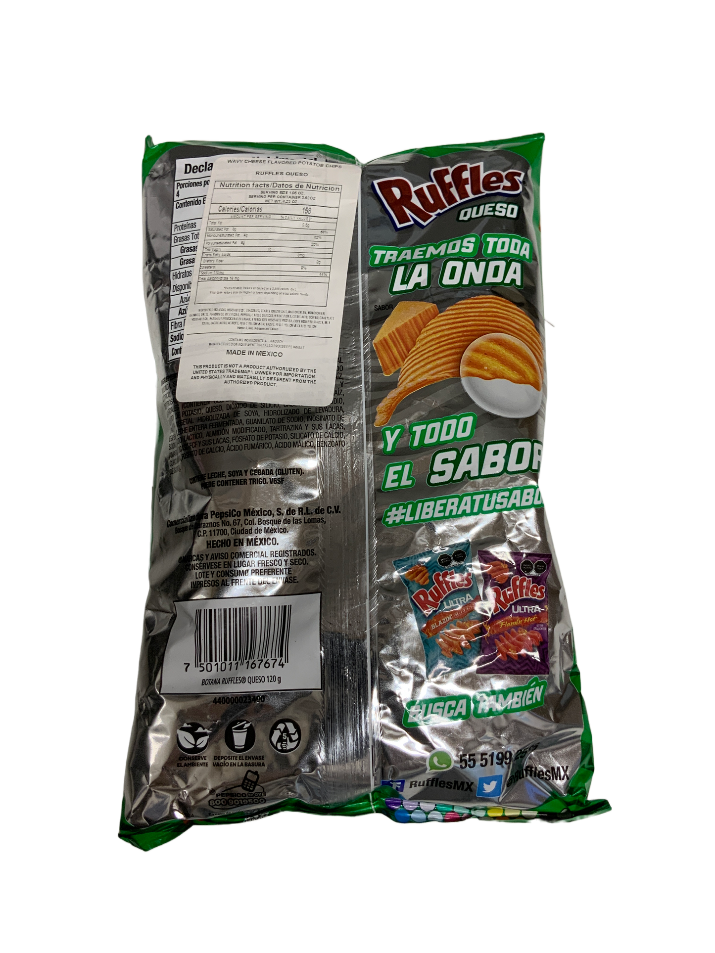 Sabritas Mexican - Ruffles Queso 120 g