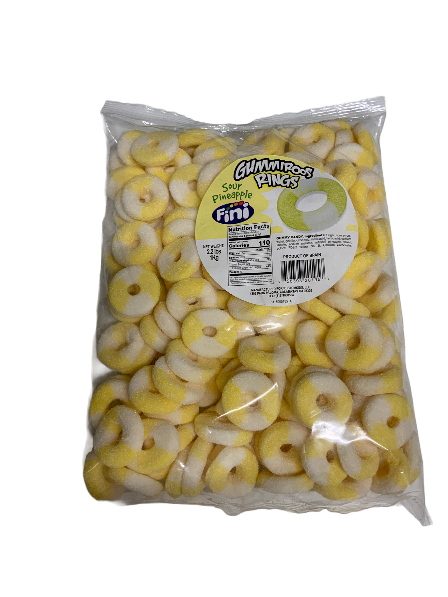 Fini - Sour Pineapple Gummiroos 2.2 Lbs