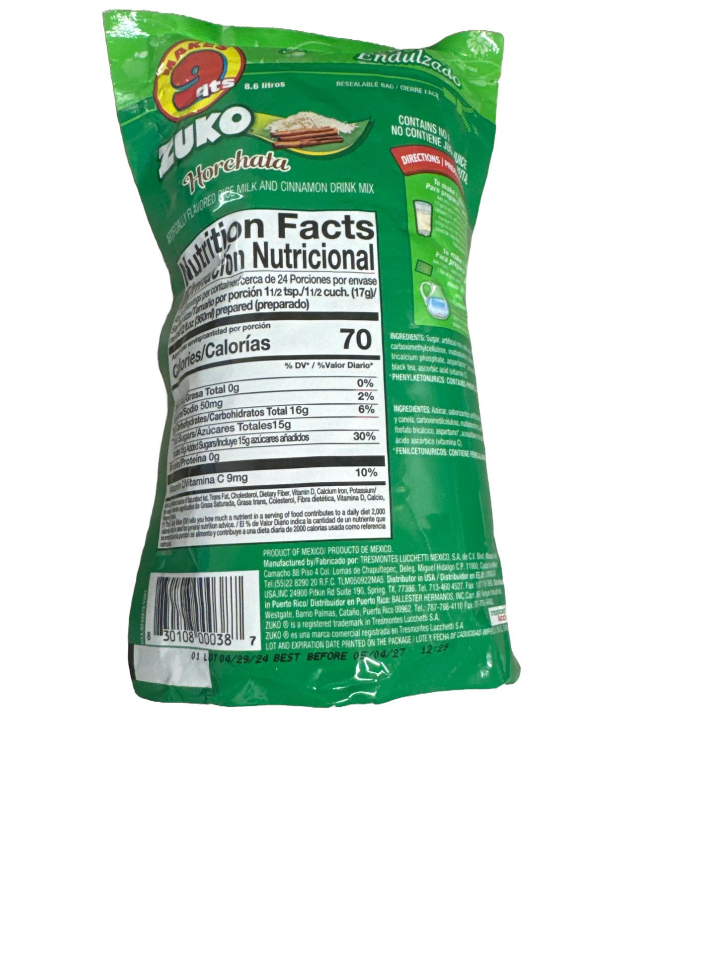 Zuko Rice Milk and Cinnamon-Horchata:400g