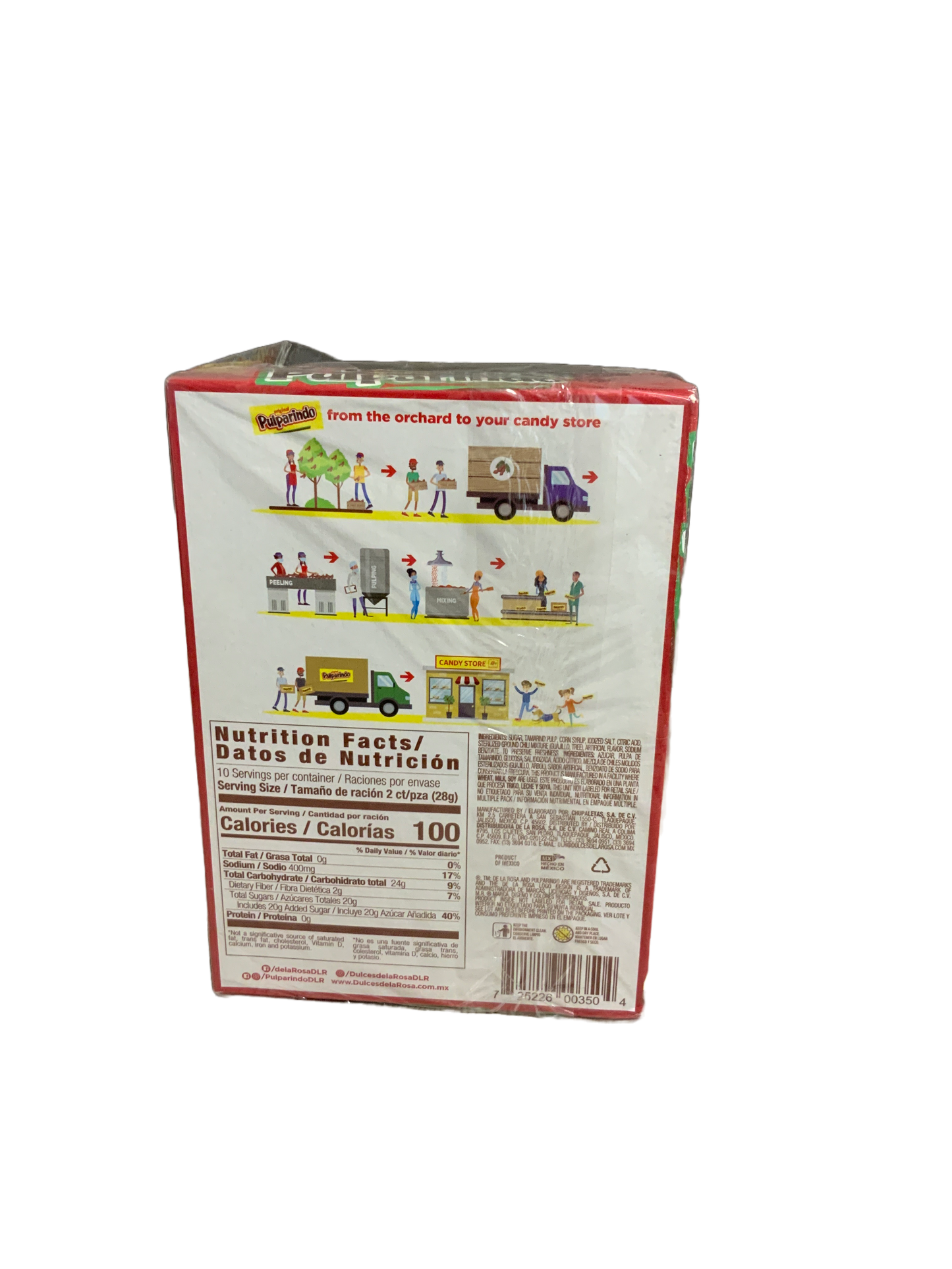 De La Rosa - Pulparindo Bar Extra Spicy/Picante 20pc 280g
