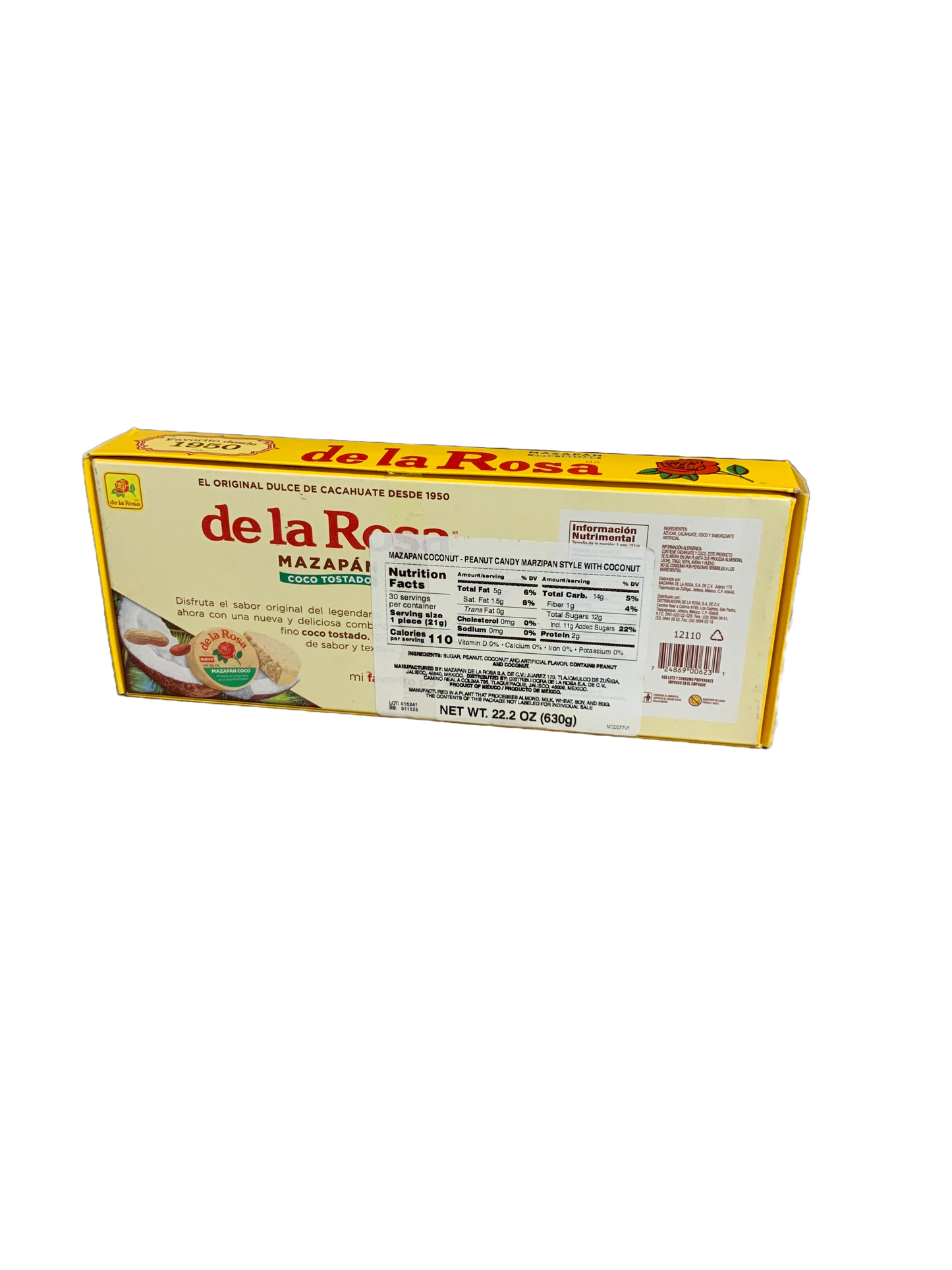 De La Rosa - Mazapan with toasted coconut/Mazapan con coco tostado 30pc 630g