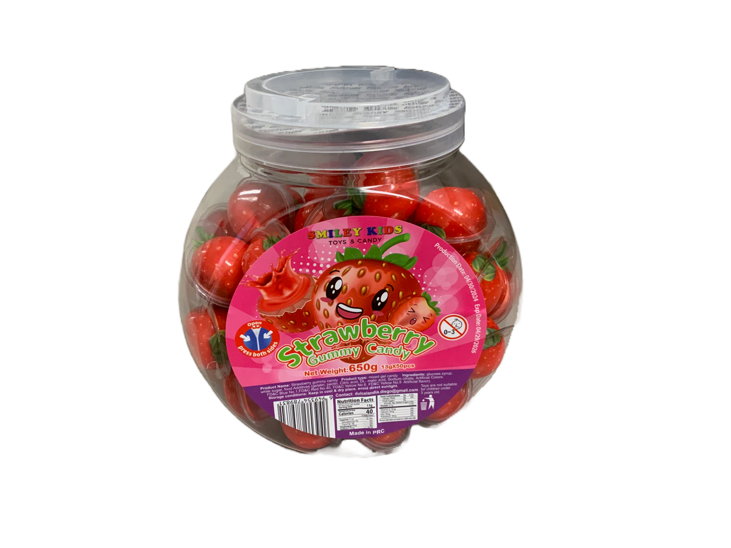 Smiley Kids - Strawberry Gummy Candy 50pc 650g