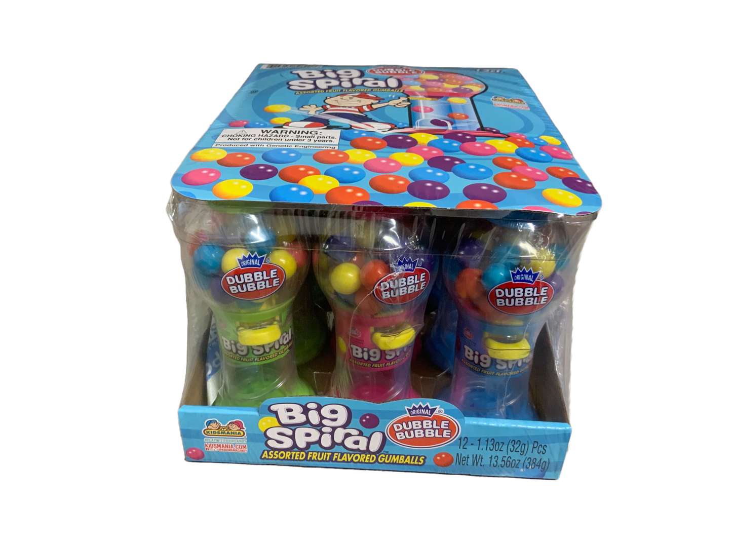 Dubble Bubble - Big Spiral Assorted Fruit Flavored Gumballs 12ct 384g