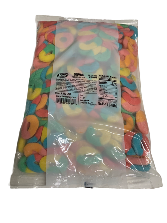 Jovy - Neon Rings Gummy Candy 5 Lbs