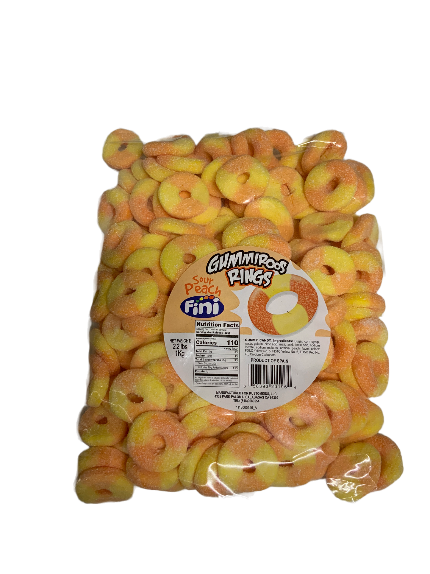 Fini - Sour Peach Gummiroos 2.2 Lbs