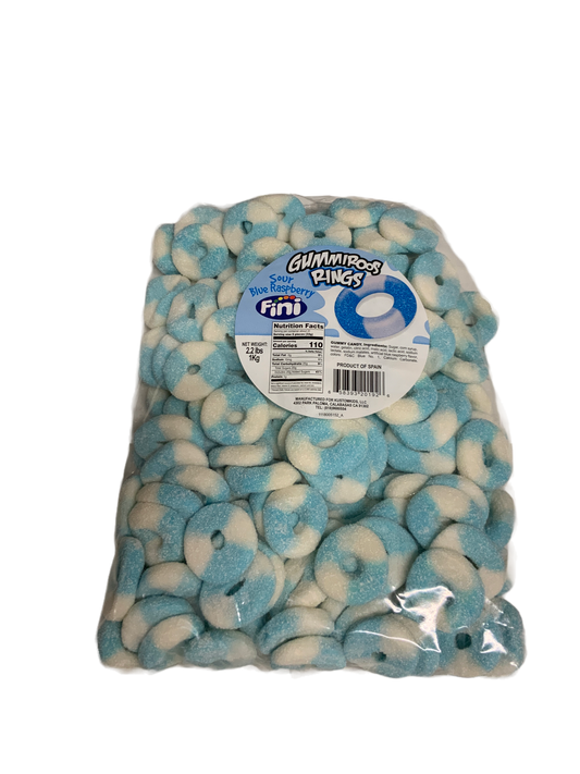 Fini - Sour Blue Raspberry Gummiroos Rings 2.2 Lbs