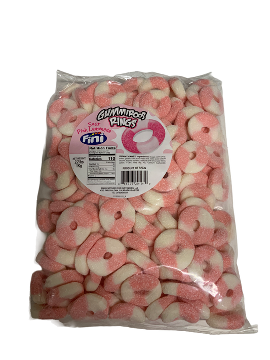 Fini - Sour Pink Lemonade Gummiroos Rings 2.2 Lbs